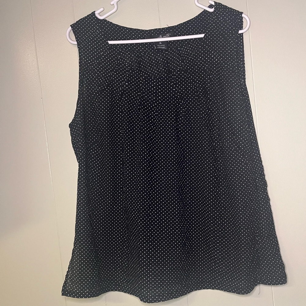 Black Polka Dot Sleeveless Top